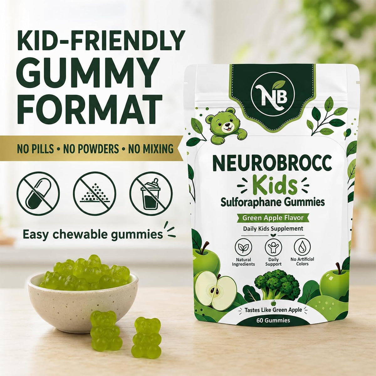 NEUROBROCC Gummies for Kids Supplement Vitamin - 60 Gummies